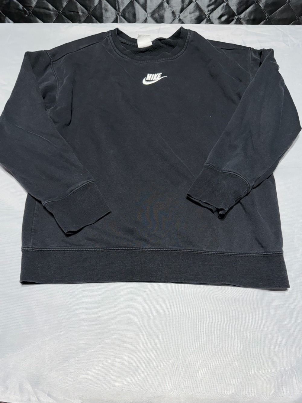 Nike Youth Black Crewneck Sweatshirt with White Swoosh